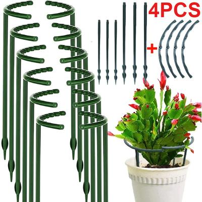 12Pcs Plastic Plant Support Stand Semicircle Pile Frame Half Round Flower Cage Stake Garden Fixing Rod Holder Climbing Bracket