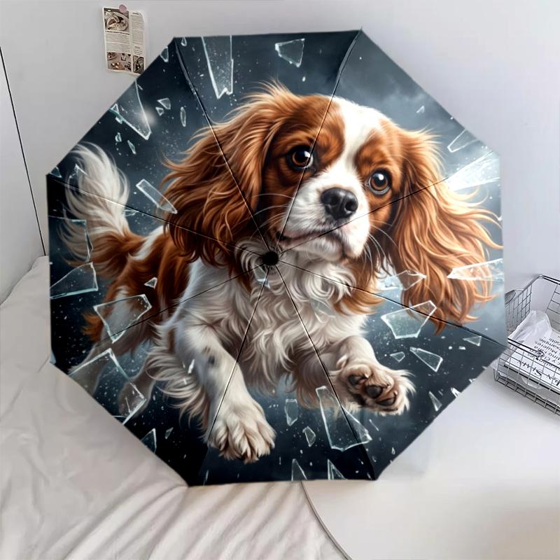 1 PC Automatic Folding Umbrella - Cute Pet Puppy Pattern, Portable & Foldable Design with 8 Ribs, Christmas Birthday Gifts