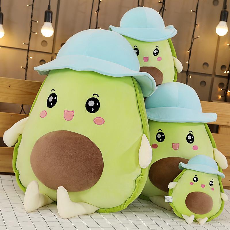 Nuovo Peluche Avocado con Cappello Carino Frutto Avocado Cuscino Imbottito Kawaii Morbido Cuscino Divano Avocado Regali di Compleanno per la Fidanzata