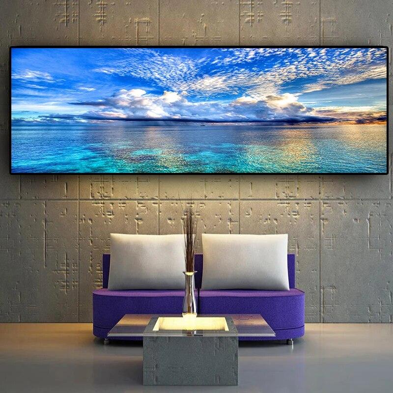 Natural Sunset Could Lake Landscape Posters and Prints Canvas Painting Mediterran Scandinavian Wall Art Picture for Living Room No Frame