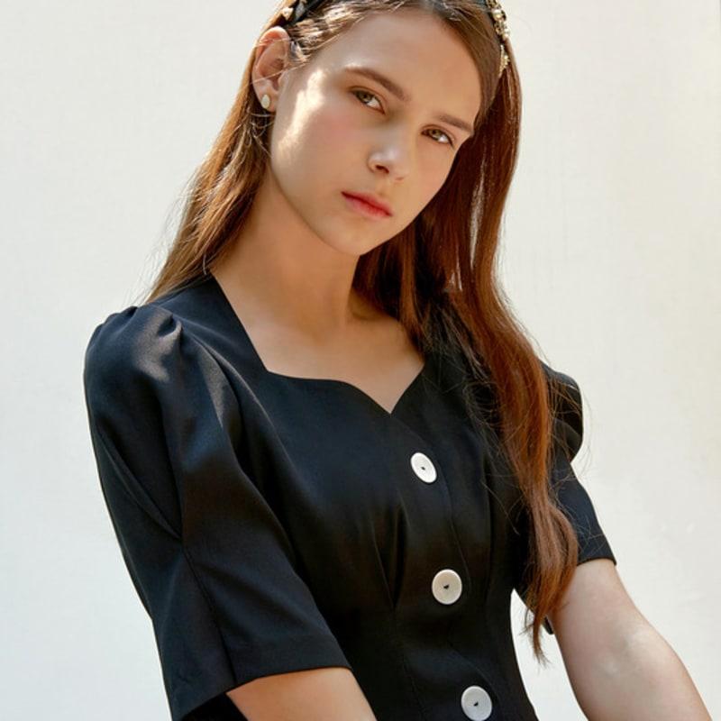 LUDE Floral Crystal Pearl Hairband _ Black