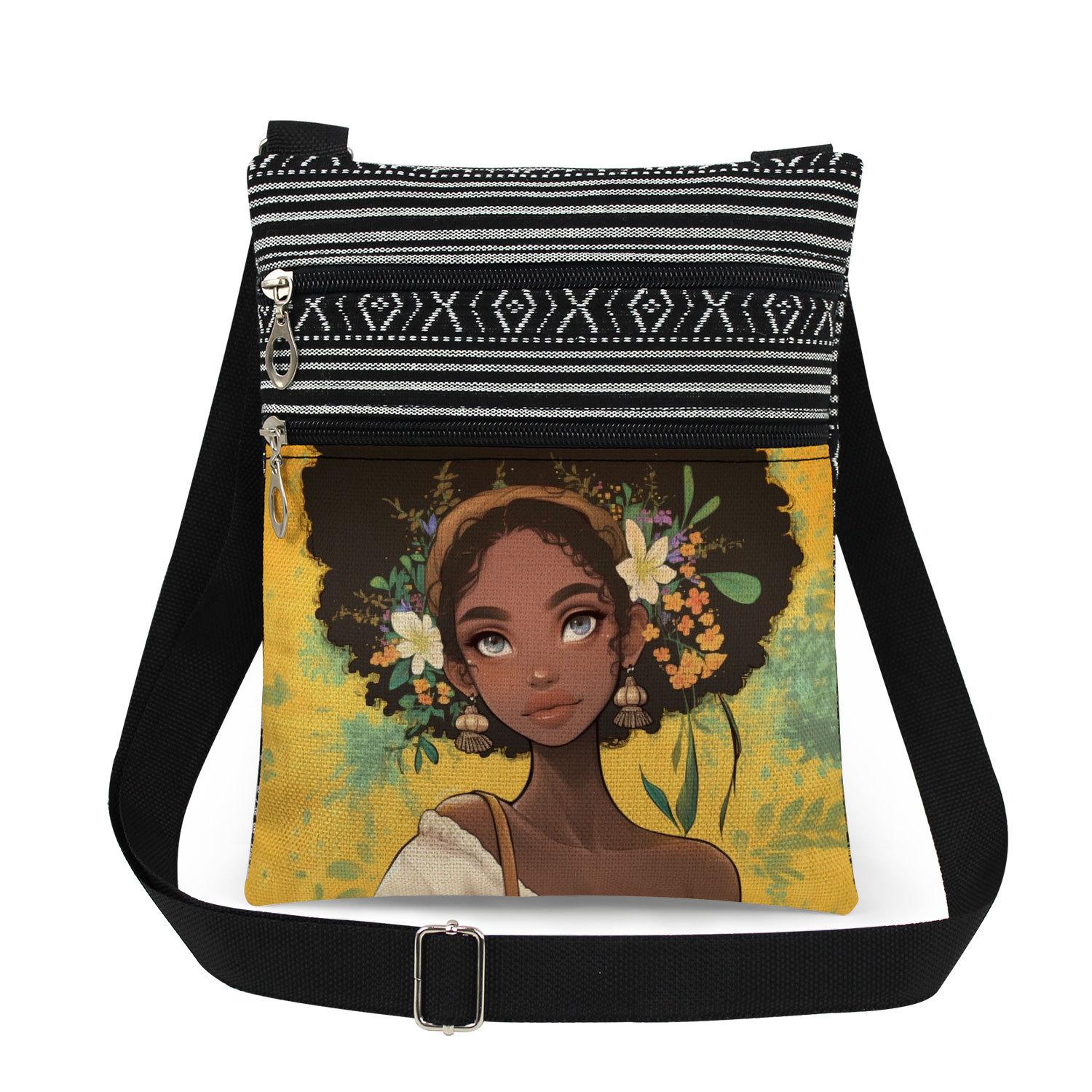 1PC Black girl Print Tote Bags Women Shoulder Handbags Postman Package 6899 KTB