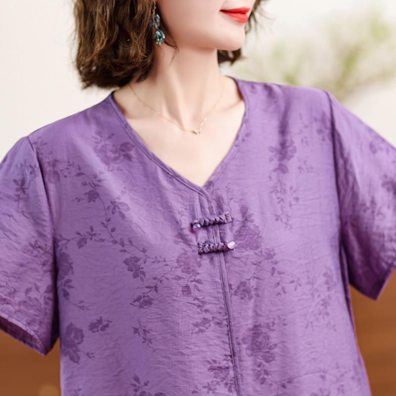 Elegant Blouses for Women Top Plus Size Casual Loose Women's Short Sleeve Shirt Summer Vintage Clothes