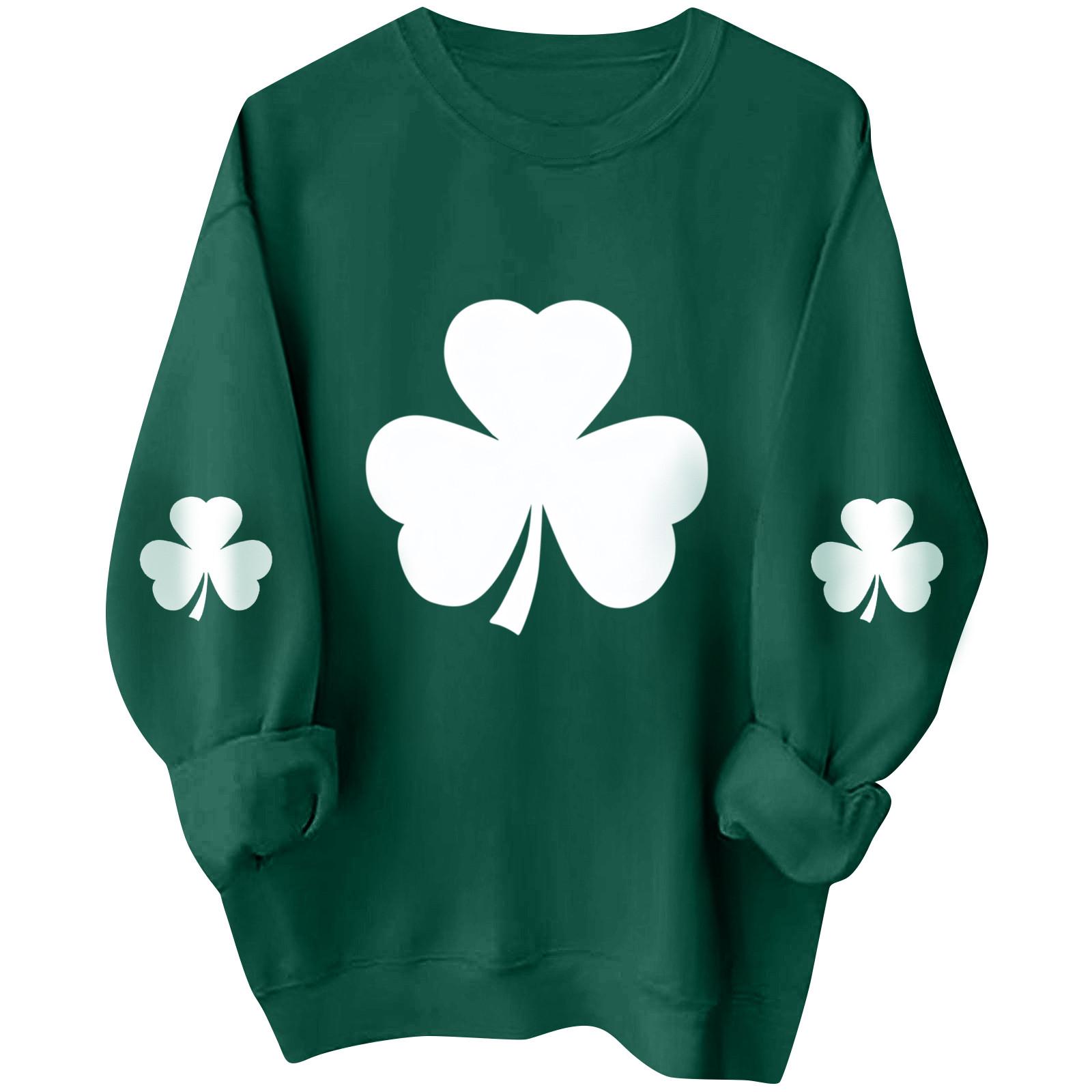 

Женские толстовки с длинным рукавом и круглым вырезом, большие размеры, забавные St. Пуловер «Ирландские рубашки Патрика» S зелёный