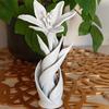 3D Printed Lily Flower Sculpture, Modern Intertwined White Floral Art, Unique Wedding Anniversary Gift for Couple, Elegant Home Decor for Living Room,