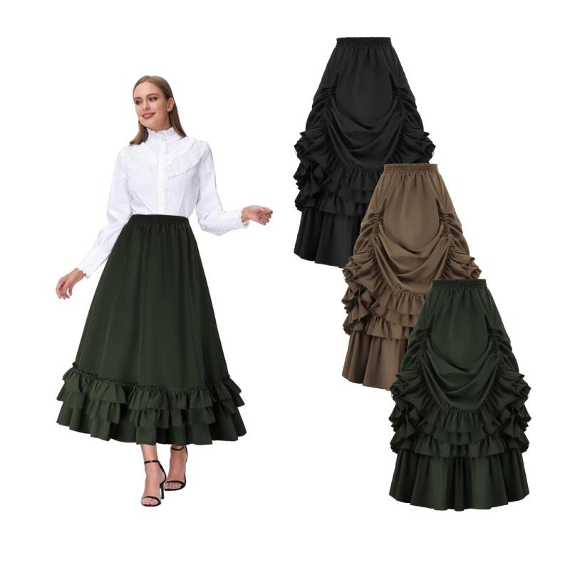 Victorian Women Dress Ball Gown Skirt Medieval Renaissance Wedding Costume Party