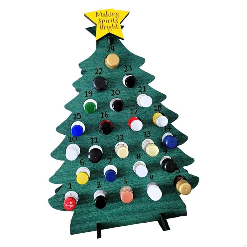 Christmas Count Down Calendar Natural Design Accommodates 24 Miniature Bottle Holiday Decoration For Family