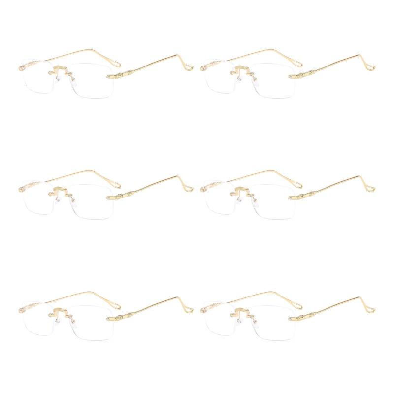 6PCS New Men'S Fashion Rimless Presbyopia Glasses Women'S Fashion Hd Reading Glasses Anti Blue Light Reading Glasses