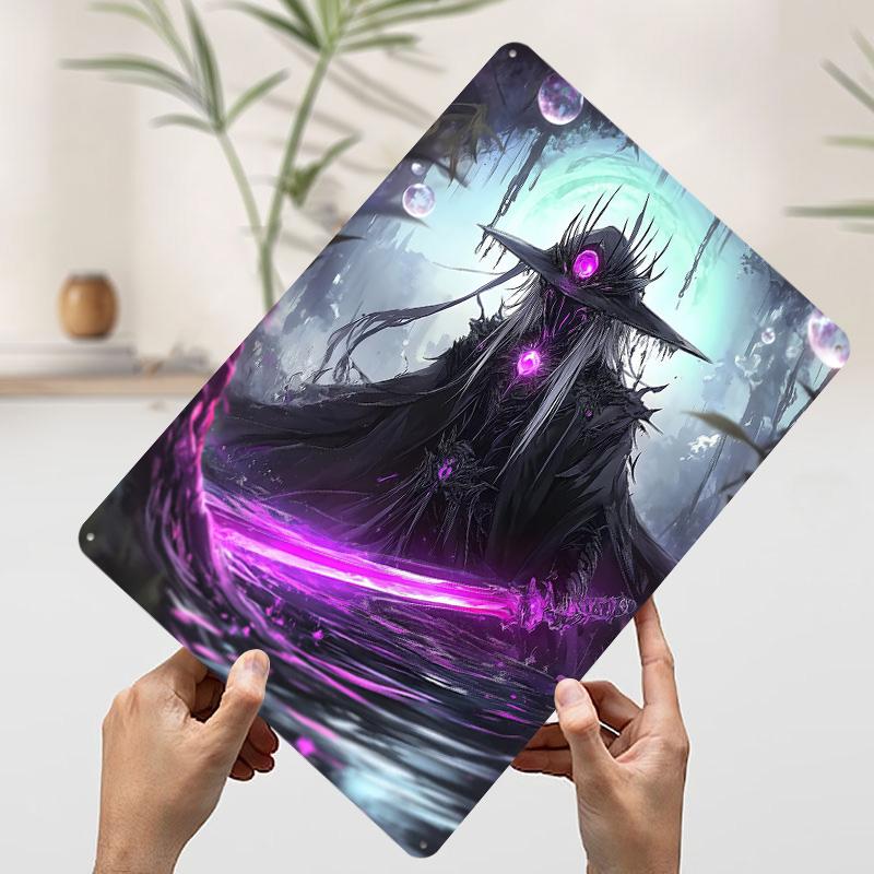 Dark Purple Samurai Tin Plaque Poster Customized Wall Art Retro Vintage Metal Signs for Man Cave Living Room Decorations Decor 20x30cm（7.8x11.8inch）