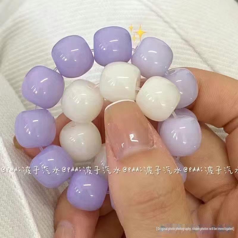 Браслет из бисера с градиентом из ледяного белого нефрита для женщин - буддийский аксессуар для игр и медитаций null