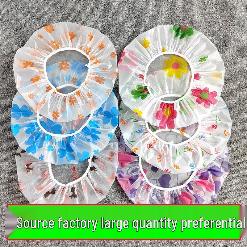 Universelle transparente Duschhaube mit Cartoon-Motiv – wasserdicht, geblümt, wiederverwendbar, Erwachsenengröße, einlagig.