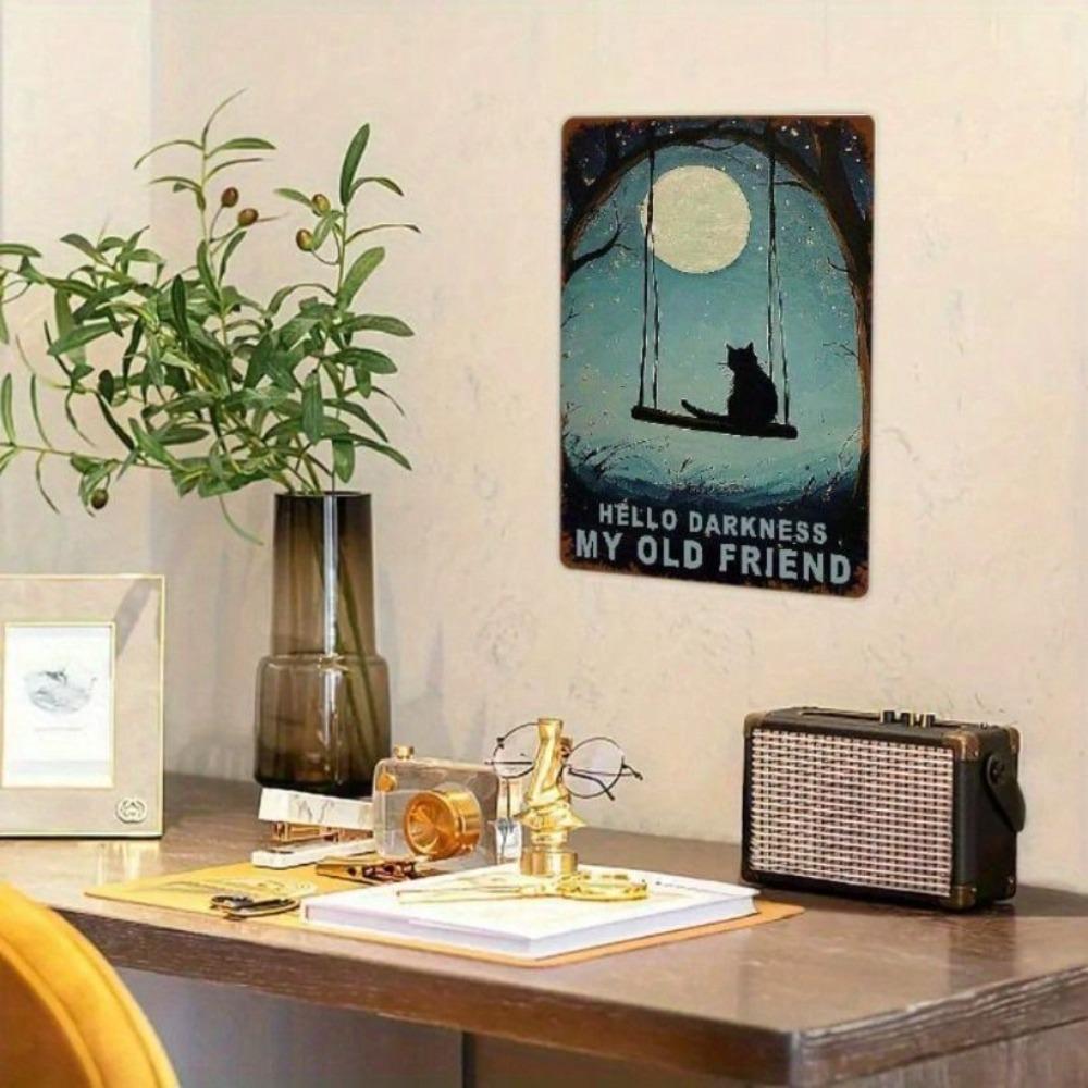 Vintage Black Cat Poster, Metal Tin Sign for Wall Home Decor