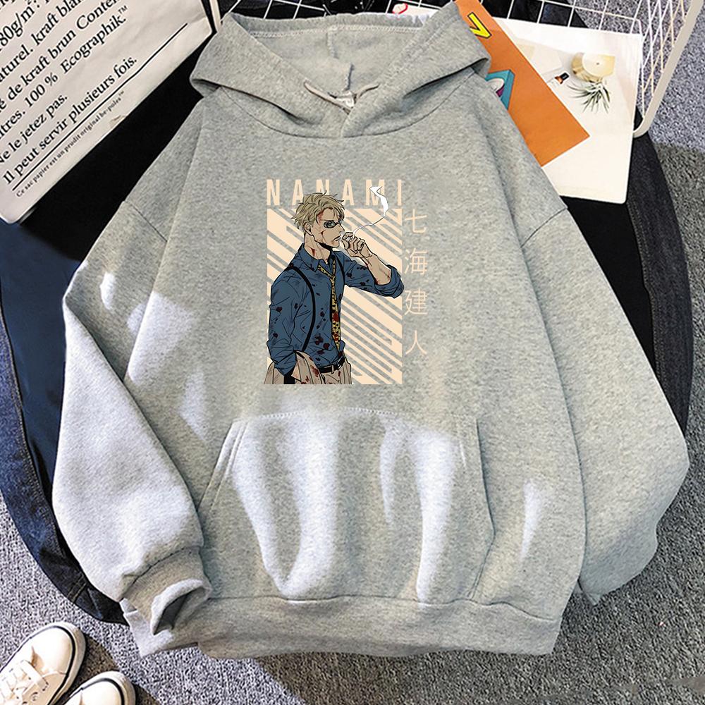 Japan Anime Jujutsu Kaisen Nanami Kento Graphic Hoodies Oversized Hooded Sweatshirt Long Sleeves Cotton Hoodie Men Women Clothes