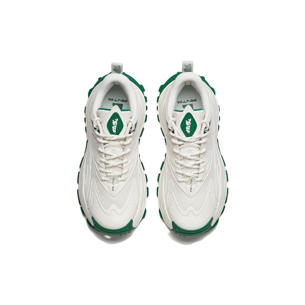 New Anta Cushioning Anti Slip And Wear Resistant Low Top Chunky Sneakers Men's White Green 112148880R-5
