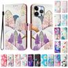 Coloured Drawing Wallet Case for Samsung Galaxy A06 A13 A14 A15 A16 A23 A24 A25 A33 A34 A35 A53 A54 A55 Stand Flip Phone Cover