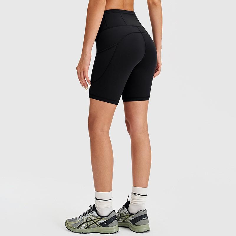 High-Waisted Yoga Shorts Women With Pockets High-Elastic Compression 5-Inch Workout Leggings Outdoor Cycling Tight