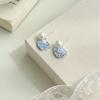 Zircon crystal pearl fan-shaped fringed stud earrings exquisite fashion small fresh earrings niche high-end earrings