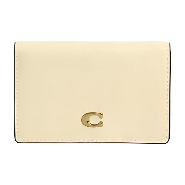 Coach Logo Design Snap Closure Leather Card Holder Unisex Accessories Brass CS003-B4LGZ Brass