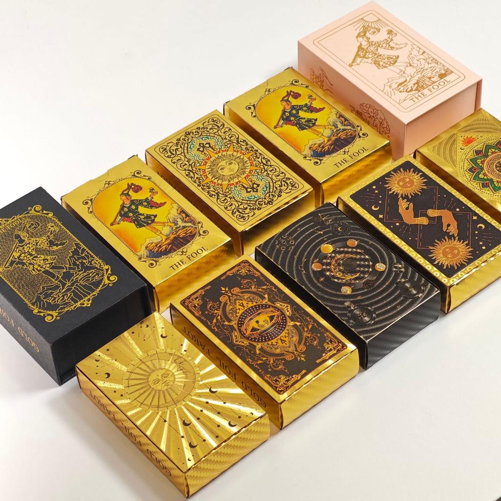 Gold Foil Tarot Card Full Set Color Printing Plastic Waterproof Tabletop Game Cards Tarots For Divination And Spiritual Guidance