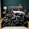 Black And White Simple Bedding Kit Digital Printing Quilt Cover Pillowcase Three-Piece Set