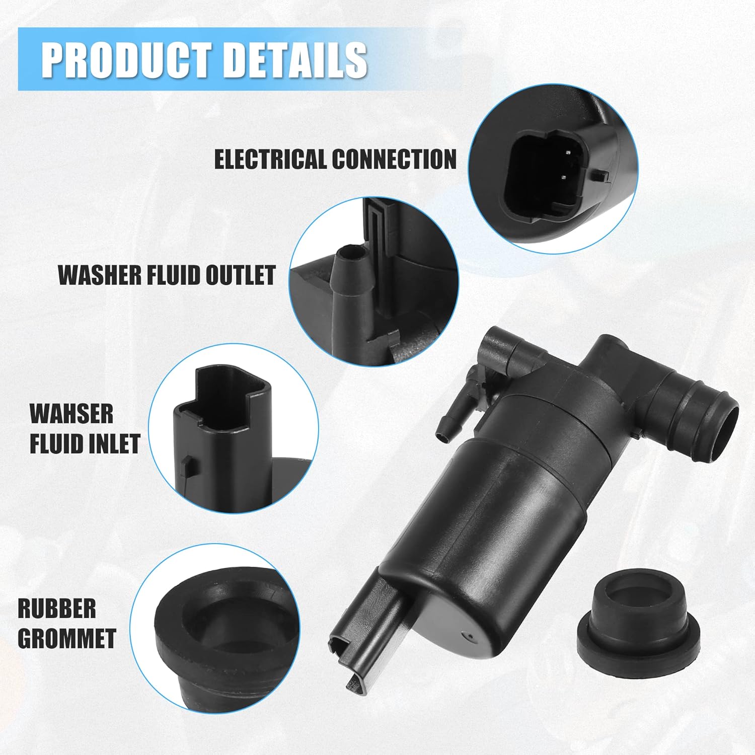 

ACROPIX Windshield Washer Motor Pump Fit for Nissan Titan - Pack of 1 Pcs Black