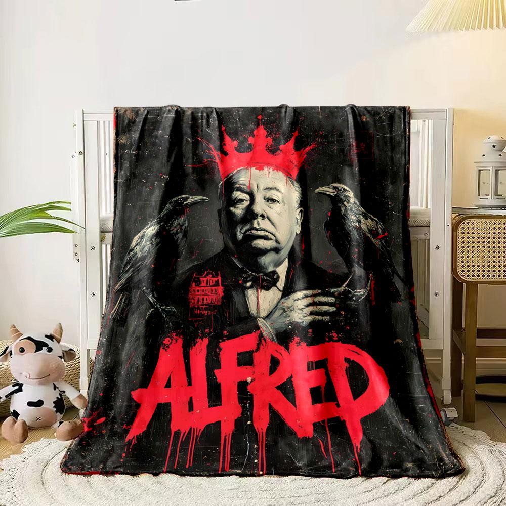 

A vivid red crown, ravens, and bold dripping ALFRED text dominate. for all seasons blanket lunch break throw gift 80cm x 120cm