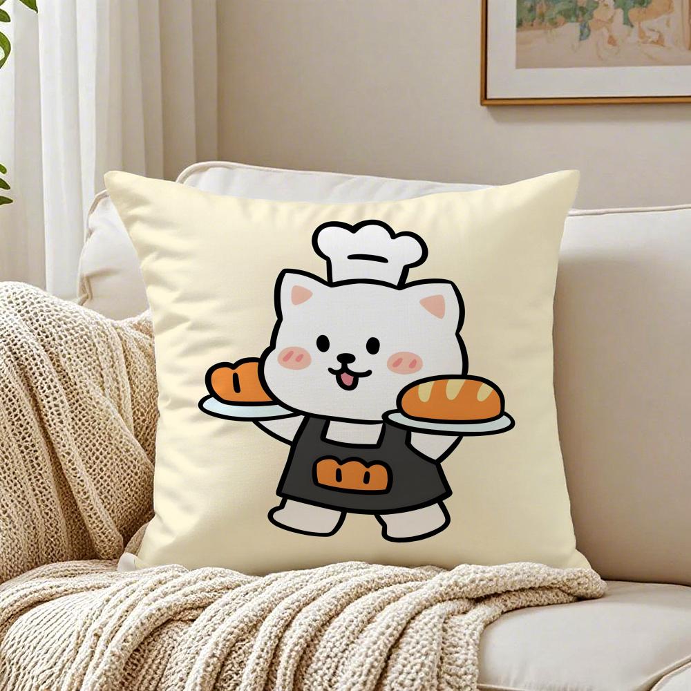 Bakery Animal Cartoon Collection Cushion Cover Pillowcase Antidustmite Living Room Sofa Decor Cushion Room