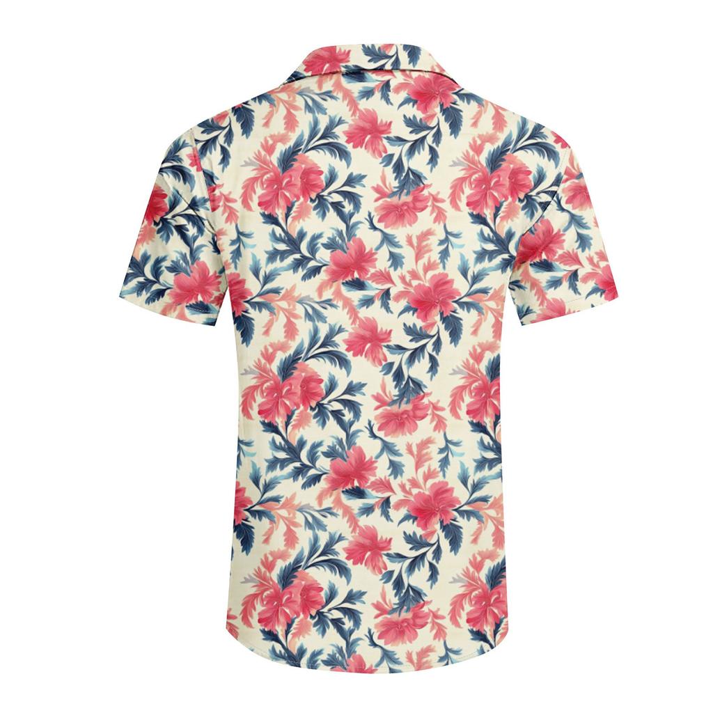 Men'S Casual Loose Short Sleeved Shirt Fashion Printed Shirt Top