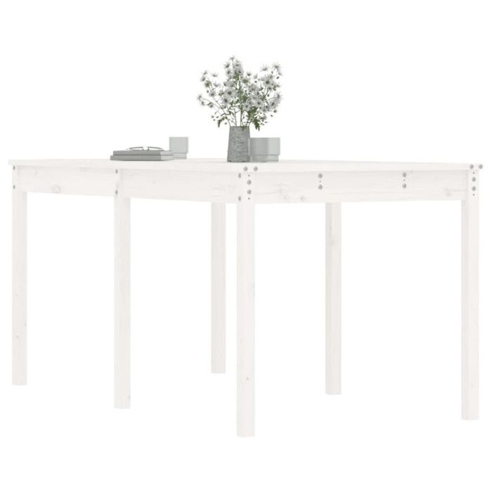 VidaXL Garden Table White 159.5x82.5x76 Cm Solid Pine Wood 823977