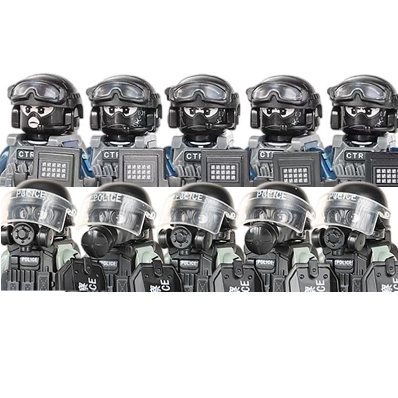 Non-Toxic City Police China Ptu Special Forces Building Blocks Assault Soldier Ctru Figures Gas Defense Mask Military Weapons Bricks Toys