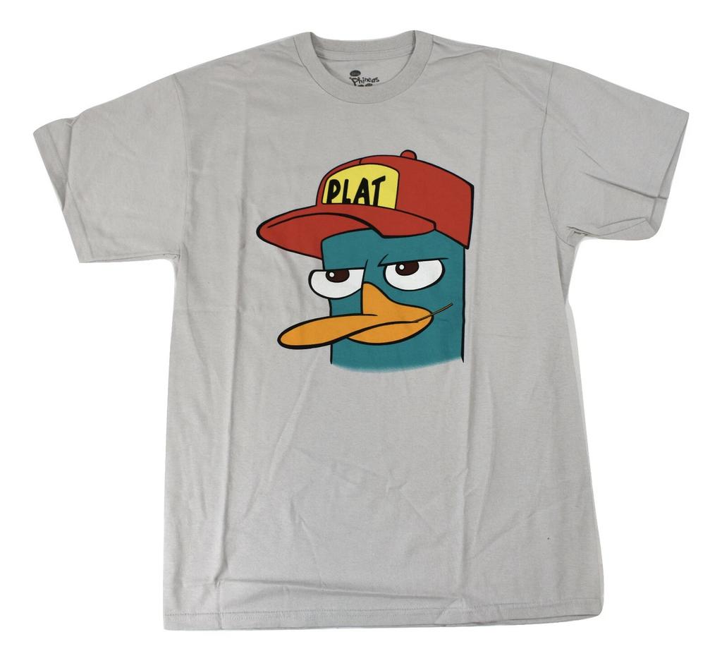 Phineas & Ferb Mens Agent P Plat Perry Platypus Gray Shirt New S, M, L