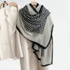Elegant Houndstooth Pattern Lightweight Warm Long Neck Scarf For Women