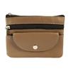 Leather Keychain - EXCELLANC - EX0465 - Brown Sheepskin - Compact Horizontal Format - Zip Closure