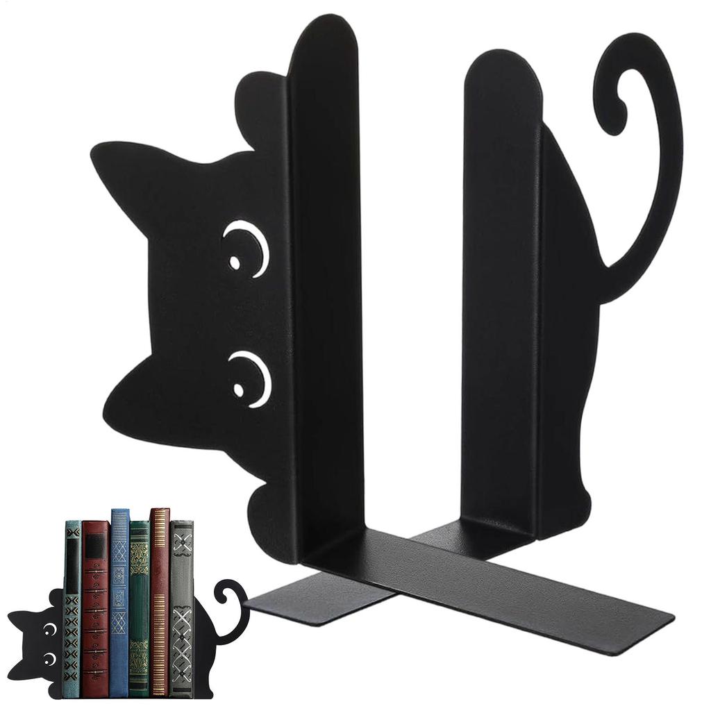 Katten Boekensteunen Creatieve metalen boekensteun met katten thema Schattige Kat vorm Stopper Boeken display stand voor Thuis Boekenkast Slaapkamer