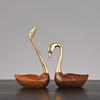 Wooden Pot Ornament Crane Bird Swan Simulation Animal Sculpture Brass Metal Sculpture Home Decoration Decorative Figurines