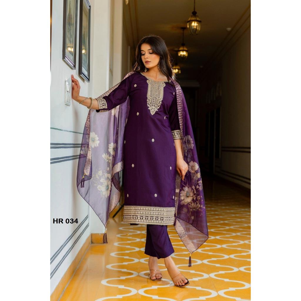 Indian Pakistani Party Wear Kurti Pant Dupatta Set Bollywood Ethnic Kurta Set