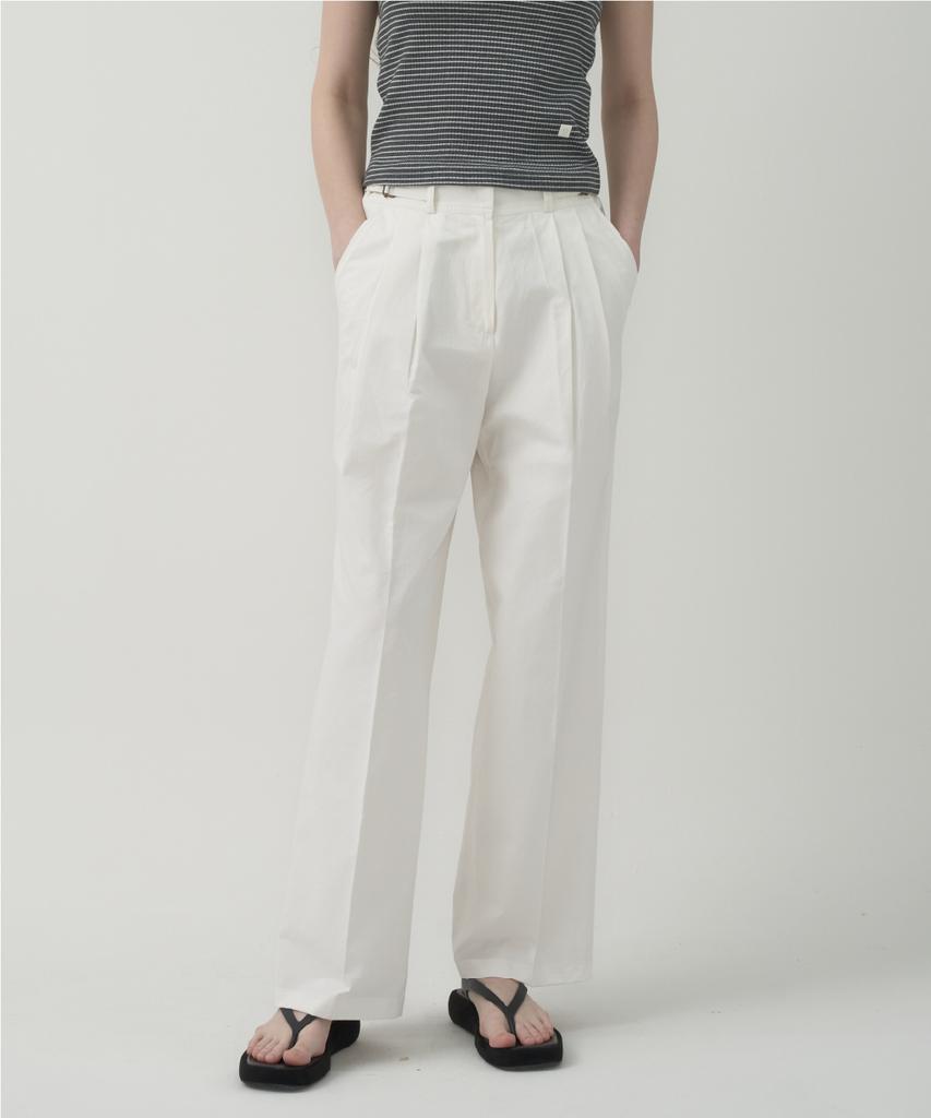 MOTT Buckle Cotton Pants - White