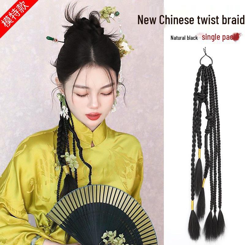 Chinese Style Braided Wig Bun for Bridal Hairstyles