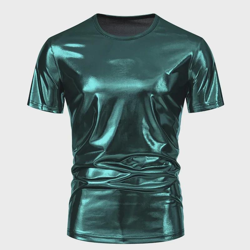 Men's Shiny Stage Style Short Sleeve Round Neck T-Shirt