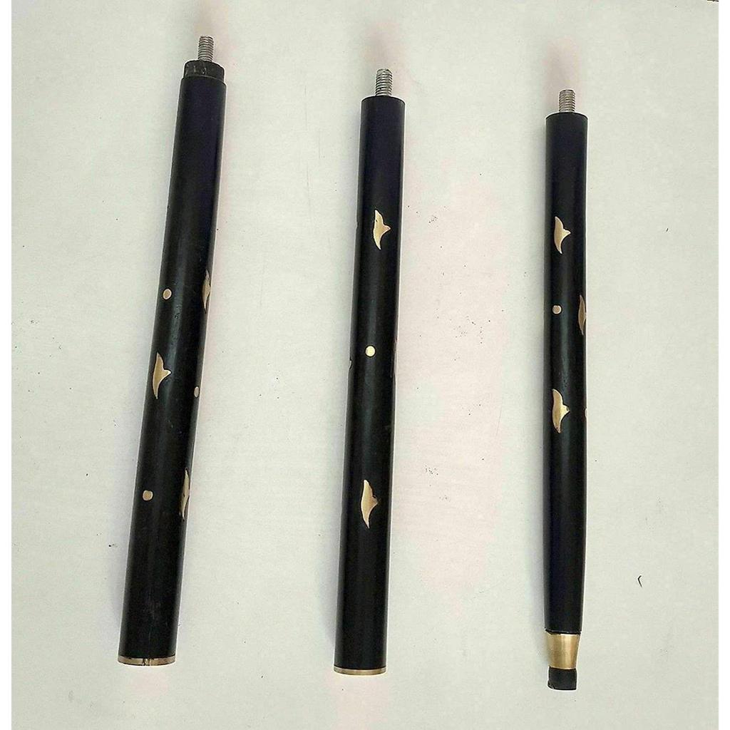 Handgemachter Vintage Gehstock aus massivem Messing, viktorianischer Griff, Holz, 3-fach gefaltet, schwarz