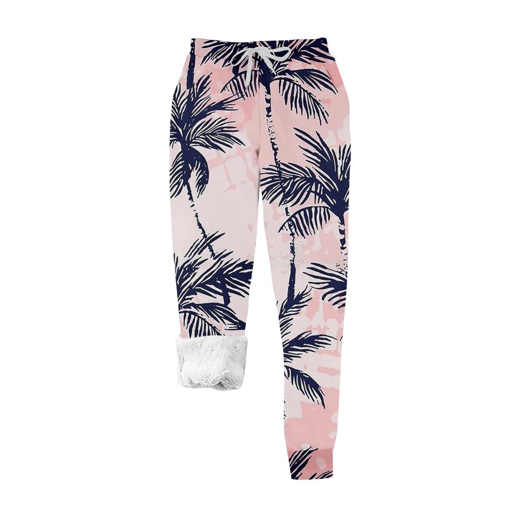 Women's Casual Fashion Home Christmas Print Plush Sweatpants