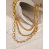 18K gold stainless steel three-layer different clavicle chain necklace European and American Internet celebrities trend the same titanium steel 