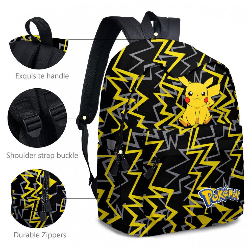 (Růžový) Pikachu Batoh Taška na oběd Pouzdro na tužky Sada Děti Student Pokemon Taška