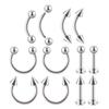Set 12 Bucăți Oțel Chirurgical Culoare Argintie Placat cu Aur Negru Curcubeu Set Bijuterii de Piercing de Bază pentru Ureche Nas Sprânceană Labret 8Mm
