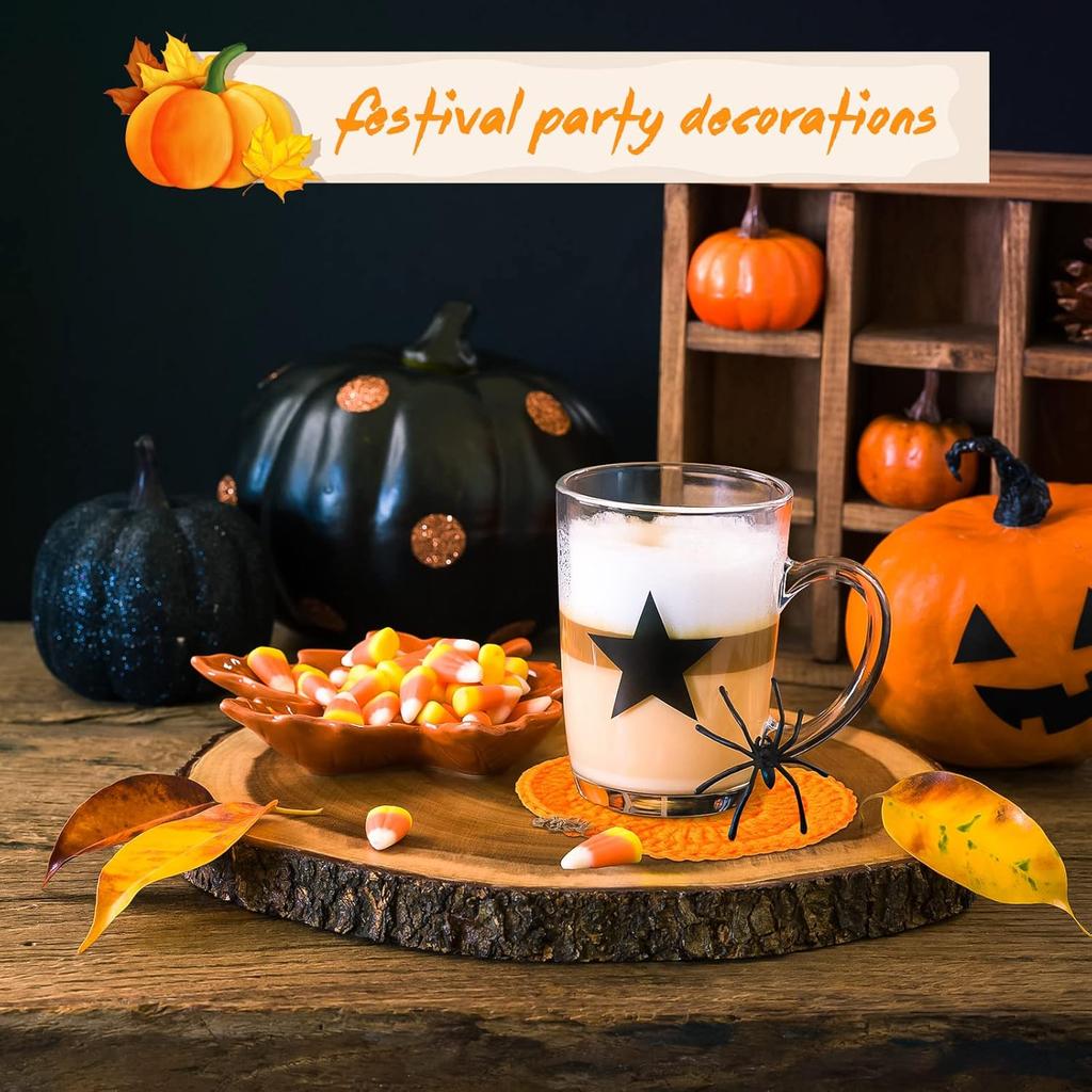 8 Pcs Crochet Pumpk Coaster Handmade Knitted Drink Coaster Set Autumn Drink Cup Pad Mats Absorbent Bottle Mug Place Mats for Table Protection Fall