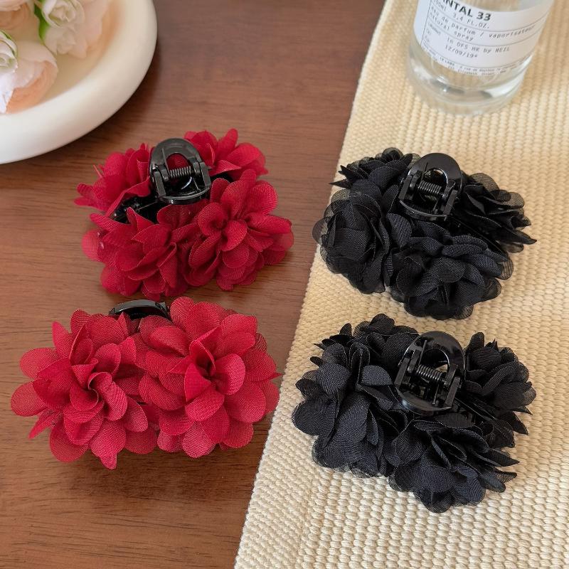 Modestoff Rose Haarspange Damen Elegante Pferdeschwanzspange Süße Blumen Haarspangen Krallenklemme Kopfschmuck Haarschmuck