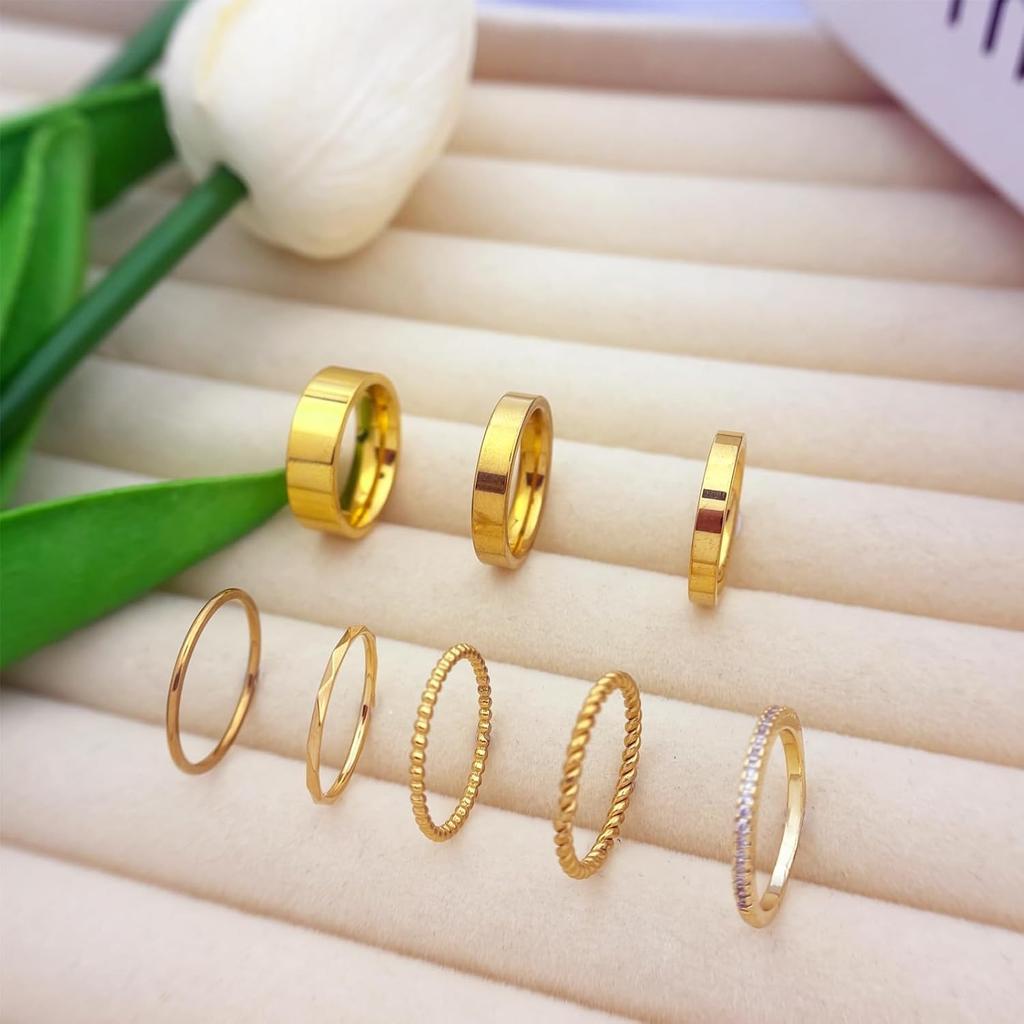 1-2mm Thin Stackable Ring for Women Stainless Steel Gold Plated Plain Wedding Band Comfortable Fit Size 5-10# Fashion Jewelry