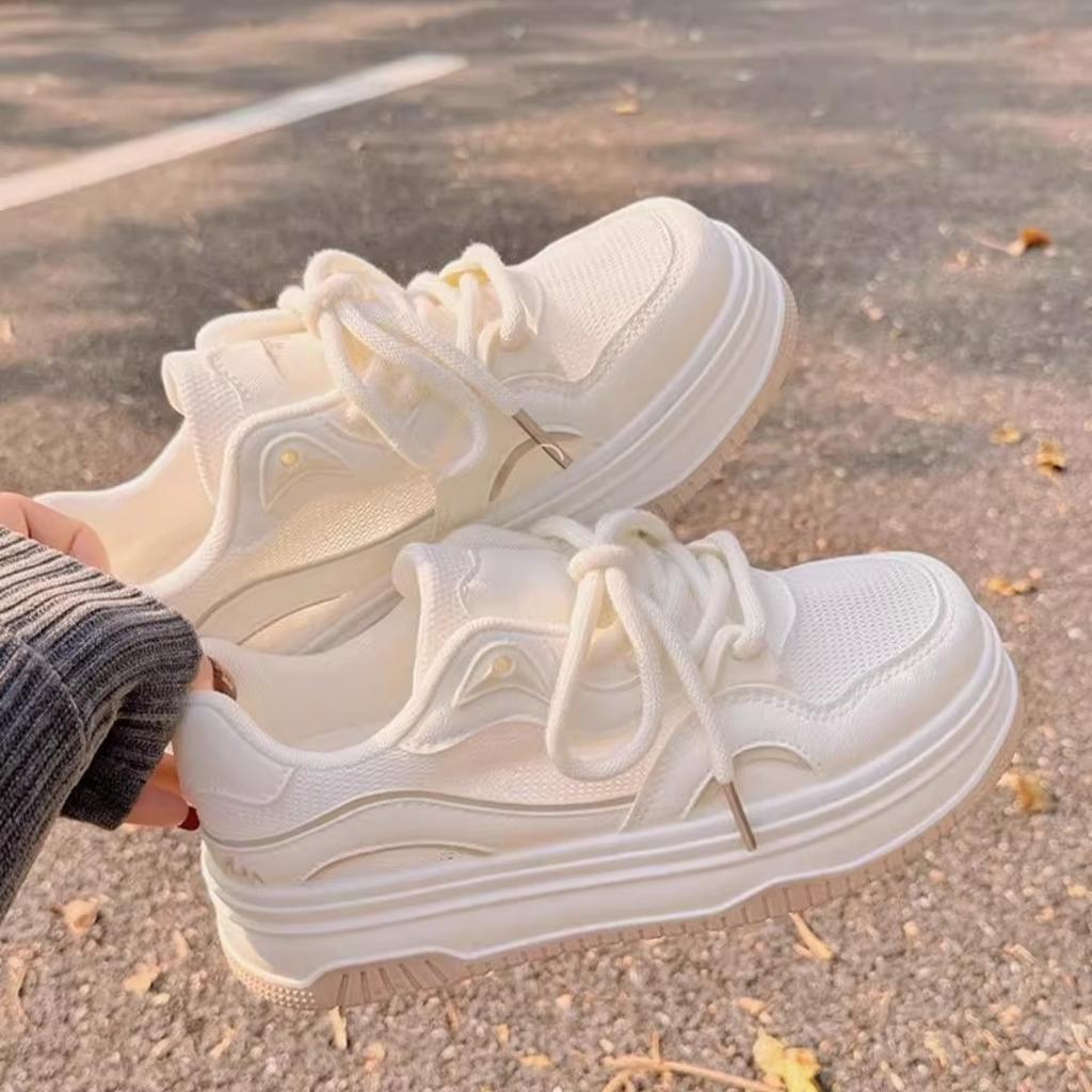 Summer women's shoes little white shoes women's 2025 new breathable mesh shoes versatile niche bread shoes platform sports board shoes
