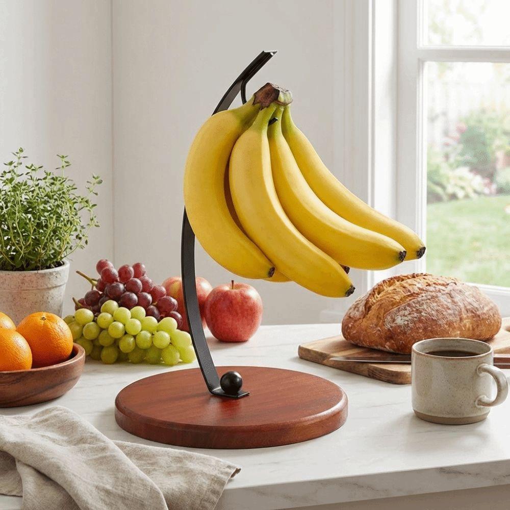 Stable Stand Banana Hanger Rack With Wood Base Fruit Storage Holder Grape Stand  Food Display