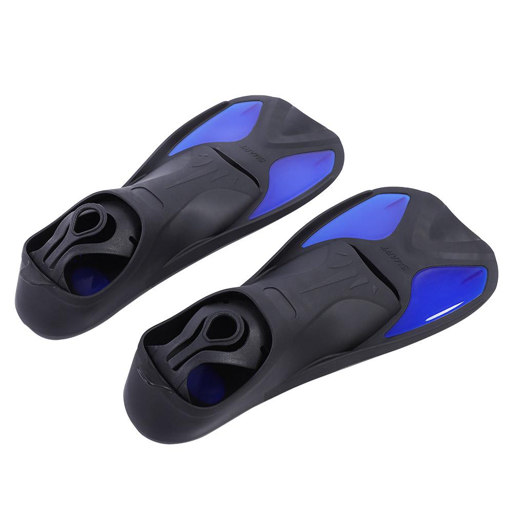 Men Women Swim Foot Fins Swimming Diving Open Heel Adjustable Snorkel Fin Blue L